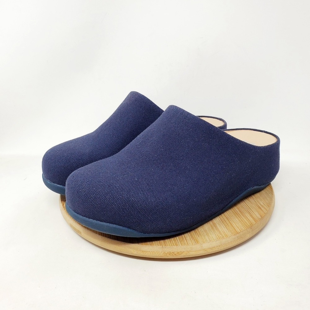 Fit Flop Shuv Clogs Womens 8 Blue Canvas Slip On Platform Shoes - Picture 2 of 15